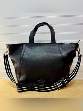 Kate Spade New York Rosie black leather tote/shoulder bag with gold zipper